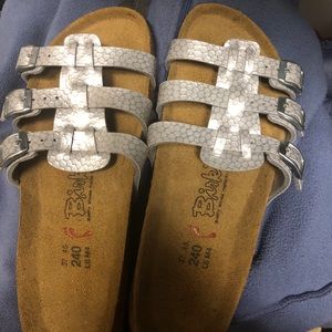 Silver birkenstock sandals